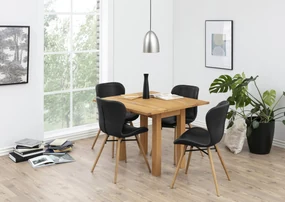 stoel ALTEA eco-leer zwart / poten naturel eik - modern voor woonkamer / eetkamer
