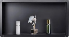VEVOR Douchenis, 10,16 x 33,02 x 63,5 cm, Frameloze Wandnis, Shampoo Opberger Gemaakt van Roestvrij Staal, Duurzaam en Eenvoudig te Installeren, Zwart voor Badkamer