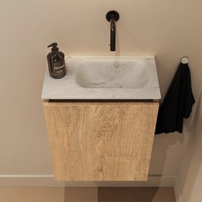 Mondiaz Ture DLux toiletmeubel 40cm washed oak met wastafel opalo rechts zonder kraangat