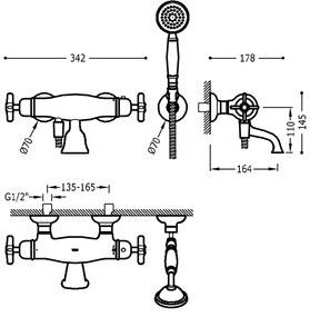 Tres Clasic thermostatische badkraan met doucheset chroom