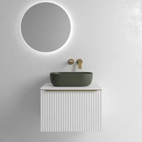 Muebles Raya onderkast ribbelfront 60cm met 1 softclose lade en binnenlade wit mat