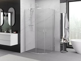 Mexen Exo-S Duo asymmetrische halfronde schuifdouchecabine 100 x 80 cm, transparant, chroom - 8132-100-080-01-00