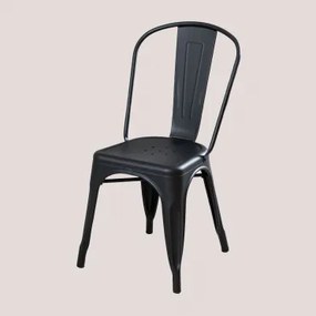Set Van 4 Matte Stapelbare Eetkamerstoelen Lix Zwart - Sklum