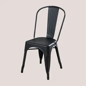 Set Van 4 Matte Stapelbare Eetkamerstoelen Lix Zwart - Sklum
