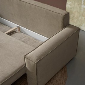 Tweepersoons Slaapbank Ribstof Beige