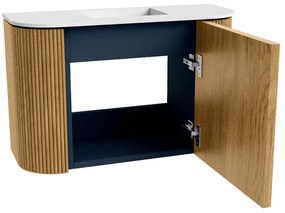 Mondiaz Joya 65cm toiletmeubel ronding links/rechts oak met wastafel faye midden zonder kraangat talc