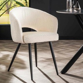 Witte Boucle Stoel Met Ronde Rugleuning