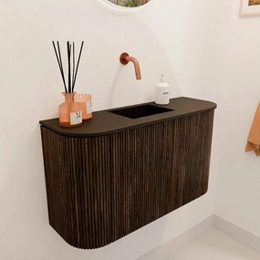 Mondiaz Joya 75cm toiletmeubel ronding links/rechts walnut met wastafel faye midden zonder kraangat urban