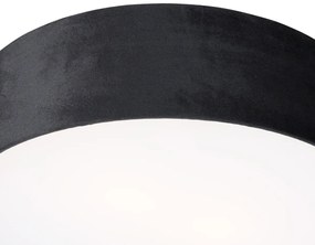 Stoffen Moderne plafondlamp zwart 40 cm met gouden binnenkant - Drum Modern E27 cilinder / rond Binnenverlichting Lamp