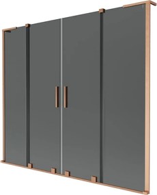 Mexen Velar L Duo badwand scherm 2-delige schuifbare 200 x 150 cm, grafiet, geborsteld koper - 896-200-003-42-65