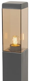Buitenlamp antraciet met smoke glas met grondpin en kabelmof 45cm IP44 - Malios Modern E27 IP44 Buitenverlichting