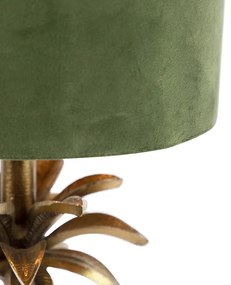 Art Deco tafellamp met velours kap groen 25 cm - Areka Art Deco E27 cilinder / rond Binnenverlichting Lamp