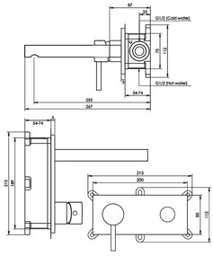 Brauer Gold Edition ColdStart wastafelkraan inbouw rechte uitloop met achterplaat model D2 geborsteld messing PVD