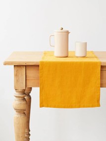 Linnen tafelloper Mustard