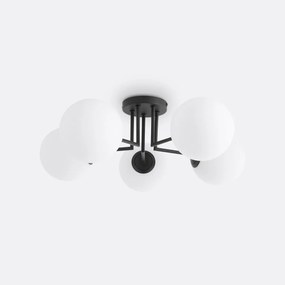 Plafondlamp in metaal en opaline glas, Atea