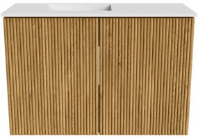 Mondiaz Joya 60cm toiletmeubel oak met wastafel faye links zonder kraangat talc