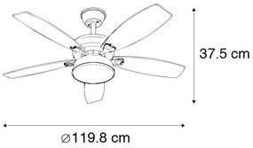 Plafondventilator met lamp staal met afstandsbediening incl. LED - Malaki Modern rond Binnenverlichting Lamp