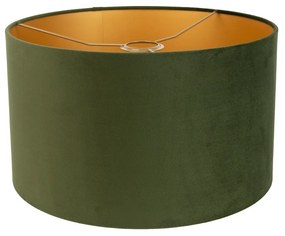 Stoffen Velours lampenkap groen 35/35/20 met gouden binnenkant cilinder / rond