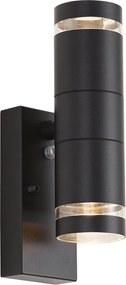 Moderne buiten wandlamp zwart 2-lichts IP44 met schemersensor - Dubbla