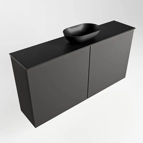 Mondiaz Fowy toiletmeubel 100cm dark grey met zwarte waskom midden zonder kraangat