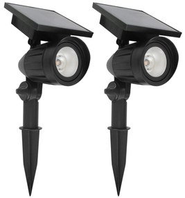 Set 2 stuks LED Solar tuinspot zwart