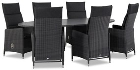 Tuinset 6 personen 240 cm Wicker Zwart Garden Collections Madera/Graniet