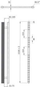 Sanicare elektrische design radiator 45x112cm chroom met thermostaat links chroom