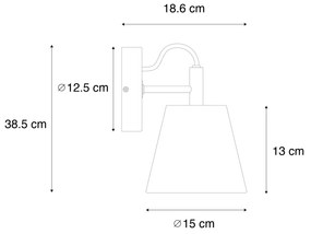 Landelijke wandlamp hout met grijs - Cupy