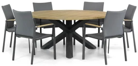 Tuinset Ronde Tuintafel 6 personen 160 cm Aluminium/textileen Grijs Lifestyle Garden Furniture Brandon/Rockville