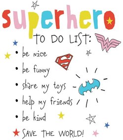 Kunstafdruk Superhero - to do list