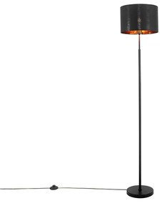 Stoffen Moderne vloerlamp zwart met goud rond - VT Modern E27 Binnenverlichting Lamp