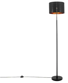 Stoffen Moderne vloerlamp zwart met goud rond - VT Modern E27 Binnenverlichting Lamp
