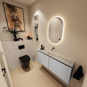 MONDIAZ TURE-DLUX 120cm toiletmeubel Plata. EDEN wastafel Opalo positie midden. Zonder kraangat. TUREDX120PLAM0OPA