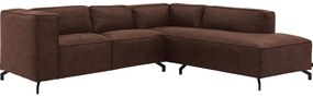 Goossens Bank Calvin bruin, micro leer, 2-zits, modern design met ligelement rechts