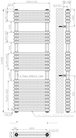 Eastbrook Imperia 2 koloms handdoekradiator 50x145cm 1199W zwart mat