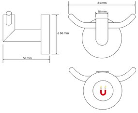 Sapho magnetische dubbele handdoekhaak voor radiatoren chroom