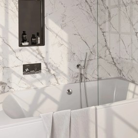 Brauer Stripe inbouw badkraan met drukknoppen, badvulcombinatie en staafhanddouche chroom