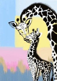Ilustratie Mama giraffe and baby, Art by the Ocean