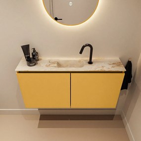 Mondiaz Ture DLux toiletmeubel 100cm ocher met wastafel frappe midden met kraangat