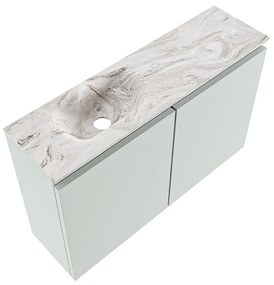 Mondiaz Ture DLux toiletmeubel 80cm greey met wastafel glace links zonder kraangat