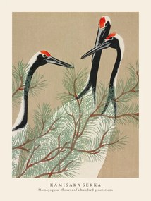 Kunstreproductie Cranes (Special Edition Japandi Vintage) - Kamisaka Sekka, (30 x 40 cm)