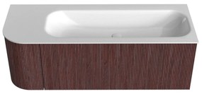 Mondiaz Kurve 125cm badmeubel ronding links ruby met 1 lade en deur en wastafel big medium rechts zonder kraangat