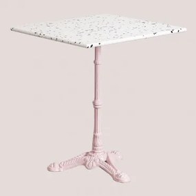 Vierkante Barkruktafel 60x60 Cm In Volutto Terrazzo Suikerspinroos & Ivoorkleurig Terrazzo - Zwart - Sklum