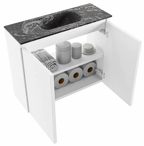 Mondiaz Ture DLux toiletmeubel 60cm talc met wastafel lava midden zonder kraangat