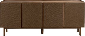 Walnoot Dressoir Met Stoffen Deuren 180 Cm - 180x40x60cm.