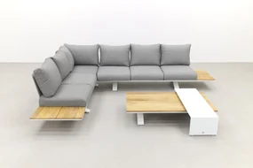 Suns Stockholm loungeset - White/teak - light antraciet