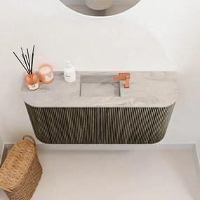 Mondiaz Joya DLux 85cm toiletmeubel ronding links/rechts shadow met wastafel faye midden 1 kraangat glace