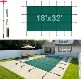 VEVOR Zwembadafdekking 4,9 x 9 m Polypropyleen Winterafdekking Geschikt voor zwembaden van 5,5 x 9,8 m Zwembadafdekking Winterafdekking Zwembadoverkapping