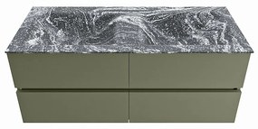 Mondiaz Vica DLux badmeubel 120cm army 4 lades met wastafel lava dubbel 2 kraangaten