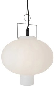 Buiten hanglamp wit 35 cm met stekker IP44 - Pion